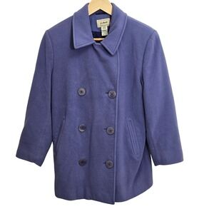 LLBean Womens Petite Double‎ Breasted Wool Blend Pea Coat Periwinkle Size 8
Warm
